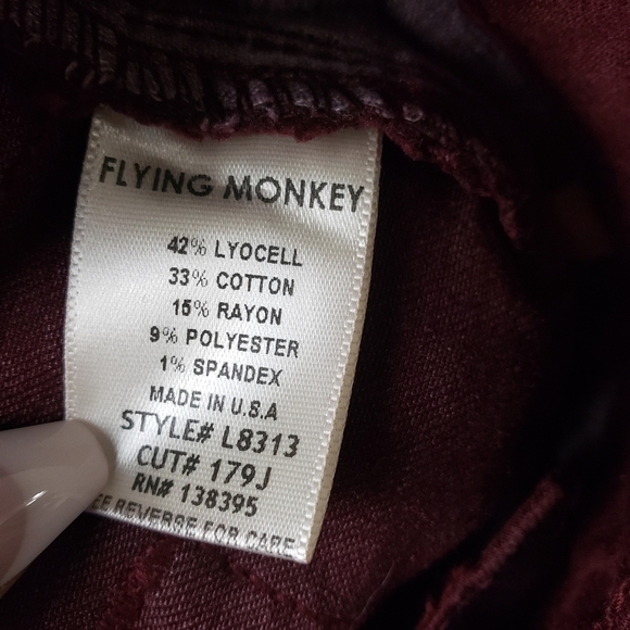 FLYING MONKEY Burgandy Pants 1F33R - Picture 6 of 6